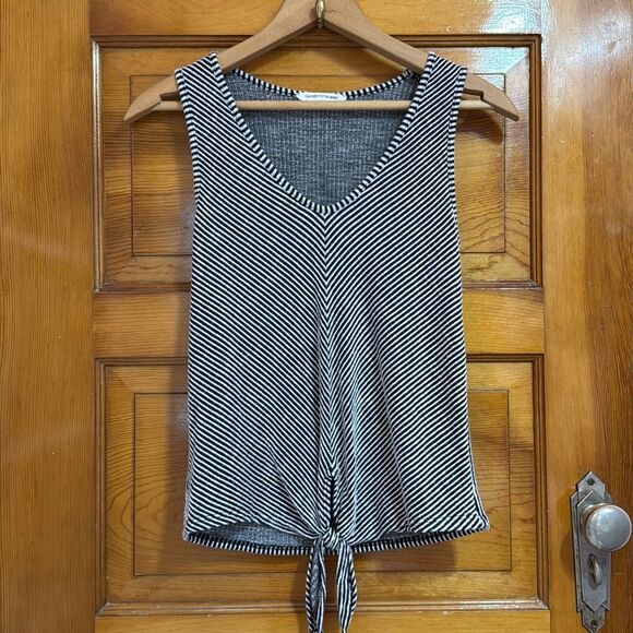 Caution To The Wind Black White Striped Front Tie Top Tank Women’s Extra Small - Picture 1 of 5